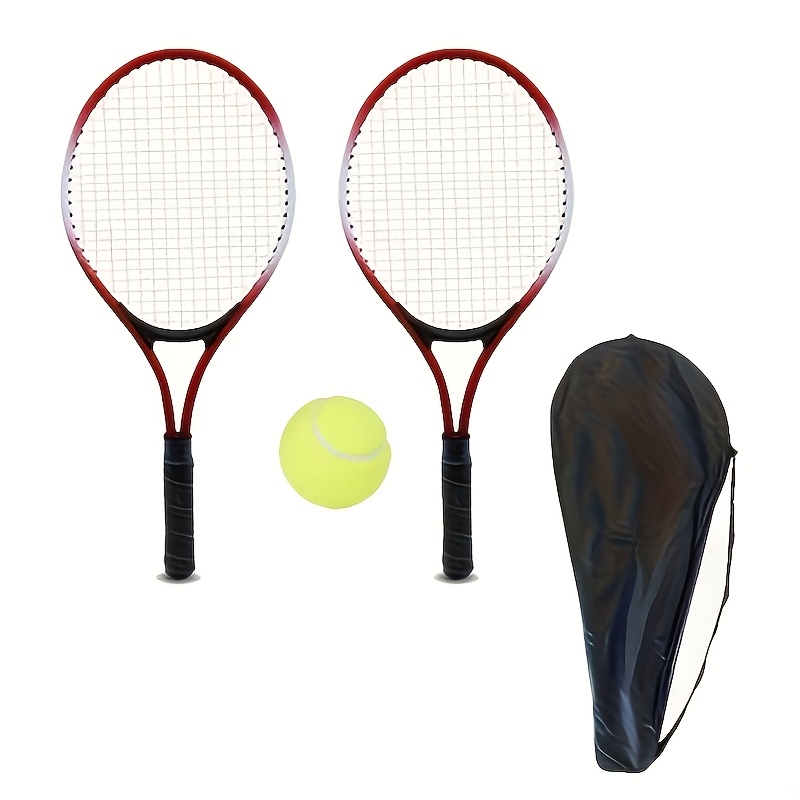 TEMU 2pcs Tennis Racket & Ball Set Suitable For Adults - Shock-absorbing Grip With Comfortable Handle, Impact Cushioning Training Rackets, Carry Bag