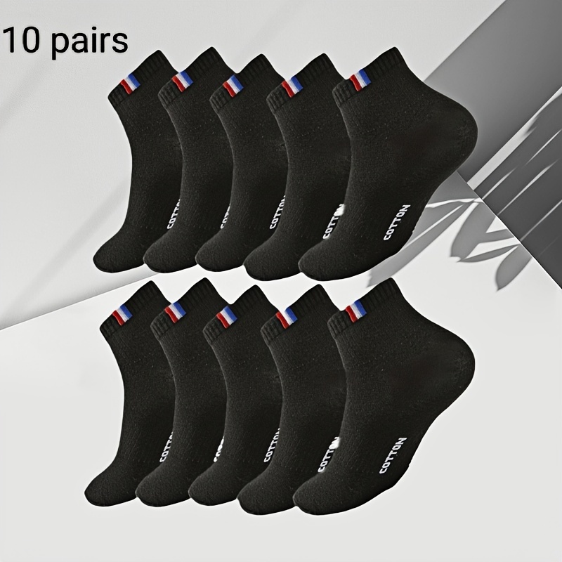 

10 Pairs Men' Short Crew Soccer Socks, Breathable Comfy Casual Sports Socks For Basketball Running