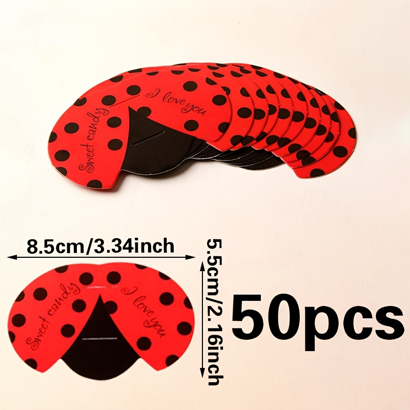 50pcs -star Ladybug Shaped Lollipop Cardstock Festive Party Lollipop Cardstock