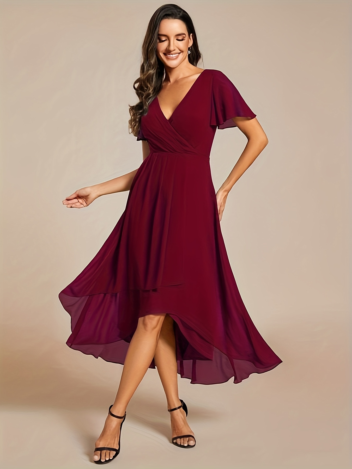navy blue dress for baby girl RYDCOT Wedding Guest Dresses for Women Long Sleeve Maxi Fall Winter Dresses  V Neck Gowns formal Evening Dresses for Women Elegant Classy Sale main image 1
