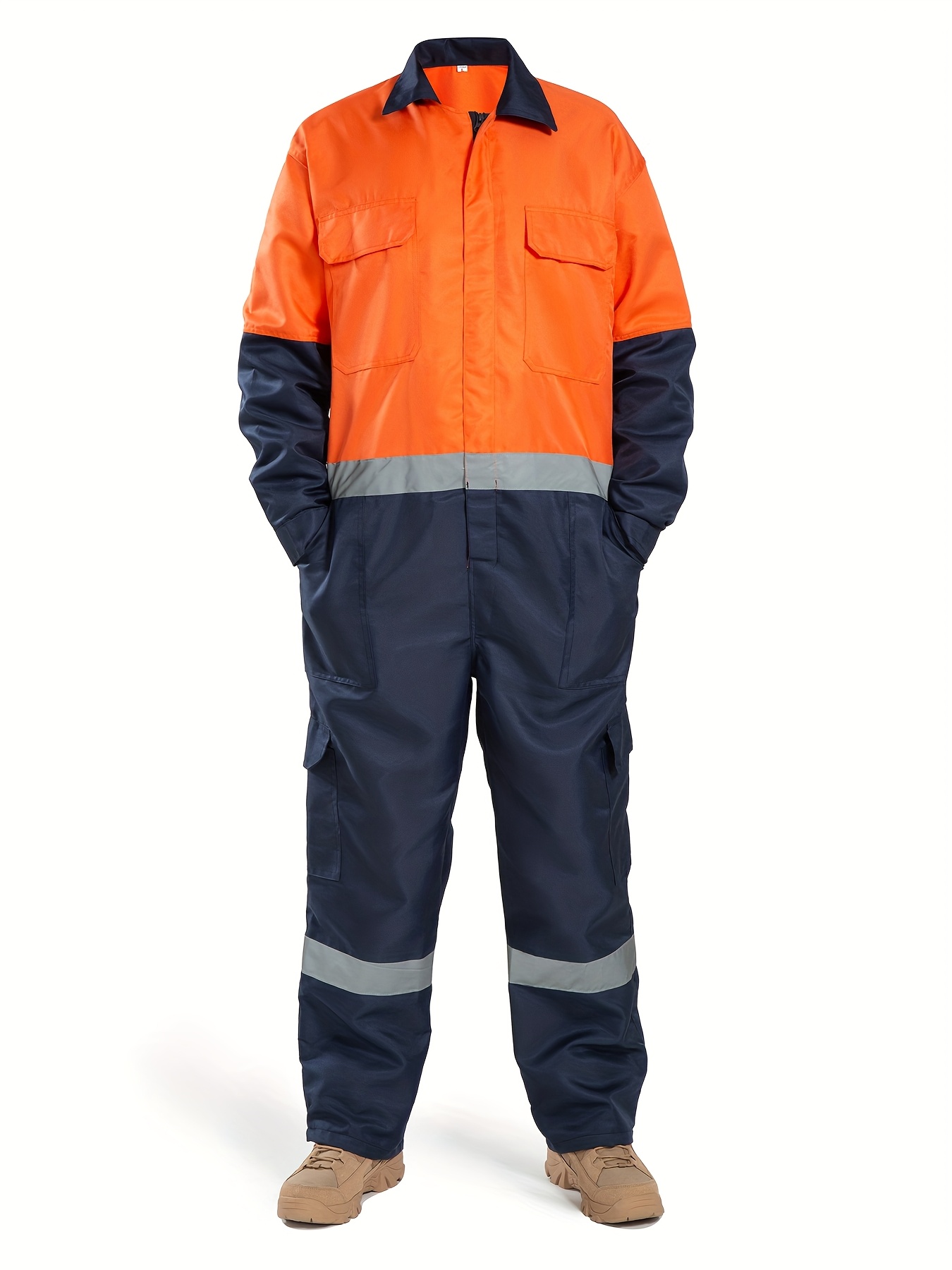 mens heavy duty work overalls non stretch fabric with multiple utility pockets elastic waistband   construction warehouse farm outdoor professional workwear for men easy   work clothes farm attire functional fashion durable   clothing casual workwear reinforced stitching clothing construction workers Product details 1