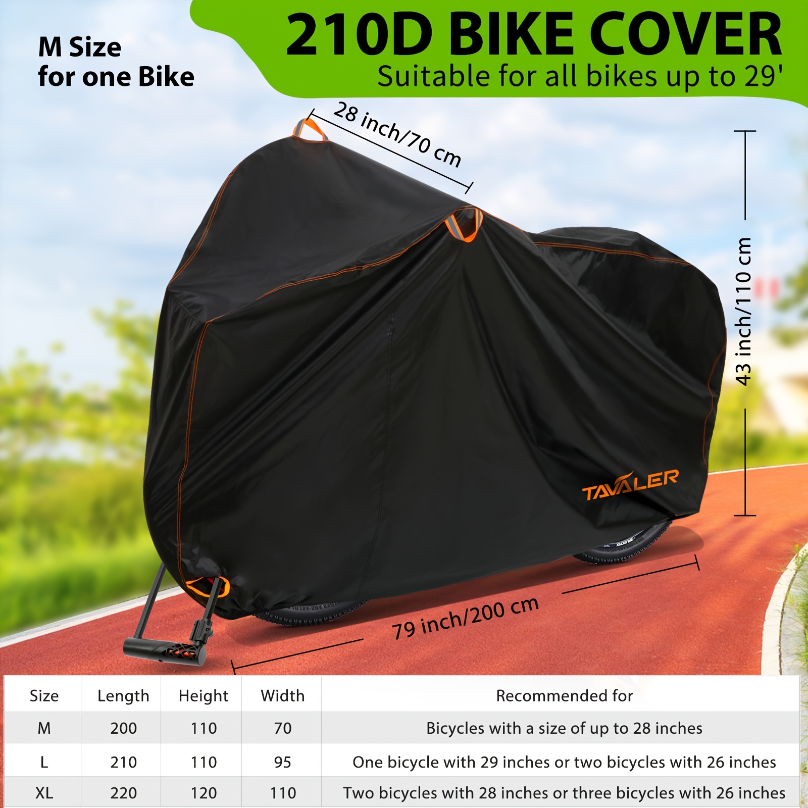 E-shop 3 Größen Fahrradabdeckung 210D Oxford Outdoor Lager Triple Stoff & UV-Schutz Radhülle