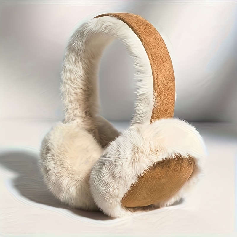 TEMU Classic Suede Plush - Soft, Non-slip Foldable Earmuffs For , Winter Outdoor Earmuffs, Only