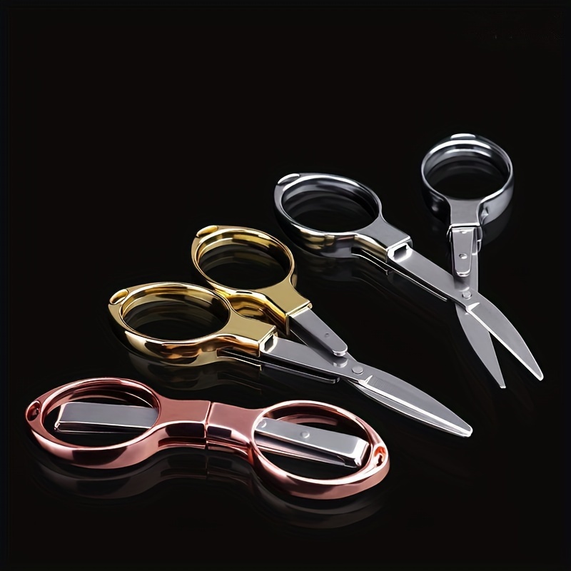 

1pc Golden/rose Golden/silvery Stainless Steel Travel Folding Scissors, Office Daily Scissors, Portable Outdoor Scissors, Sewing Scissors, Waterproof And Foldable