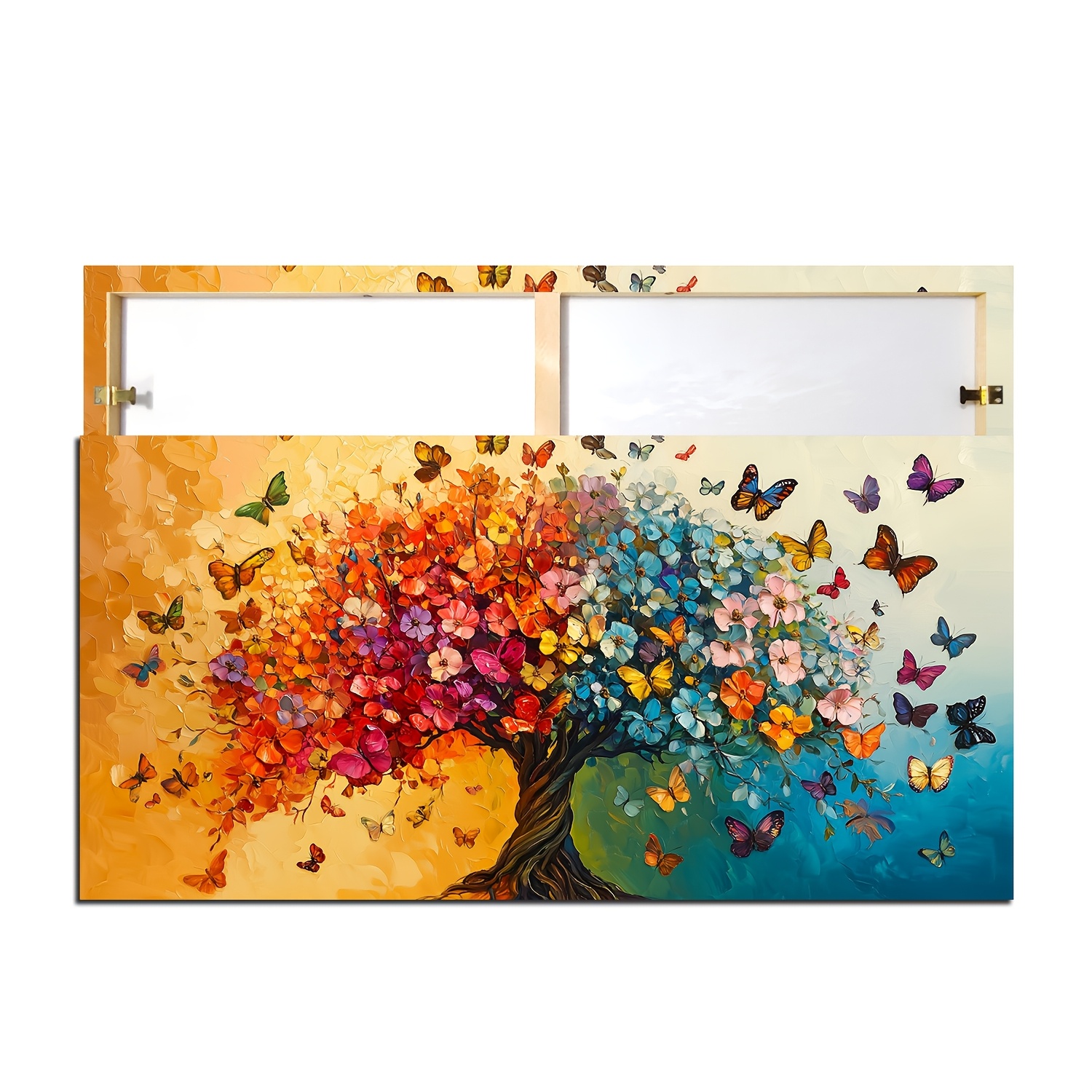 TEMU Grande a Tela con Cornice - Pittura di Alberi e , 20x40 Pollici, Naturale Colorata con un Albero e , per la Decorazione della Soggiorno, Camera