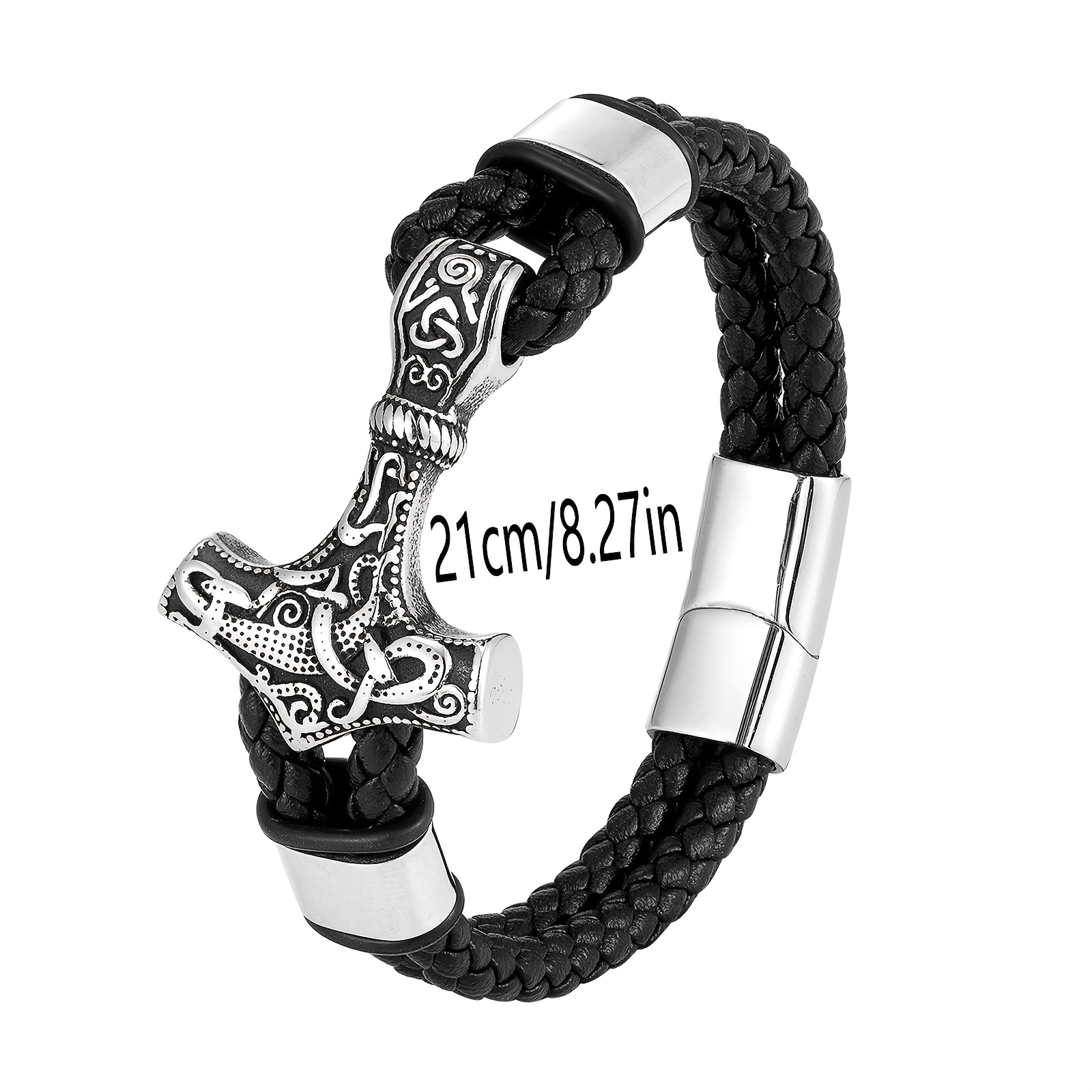 Men's Thor's Hammer Amulet Bracelet, Unisex Viking Design
