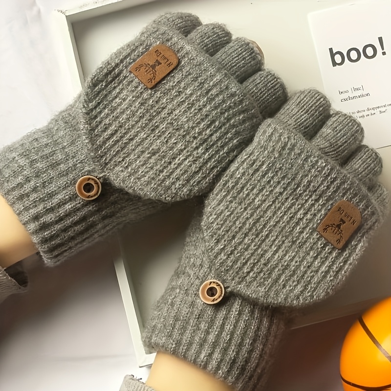 Cashmere Winter Gloves for Men and Women, Half-Finger Touch Screen