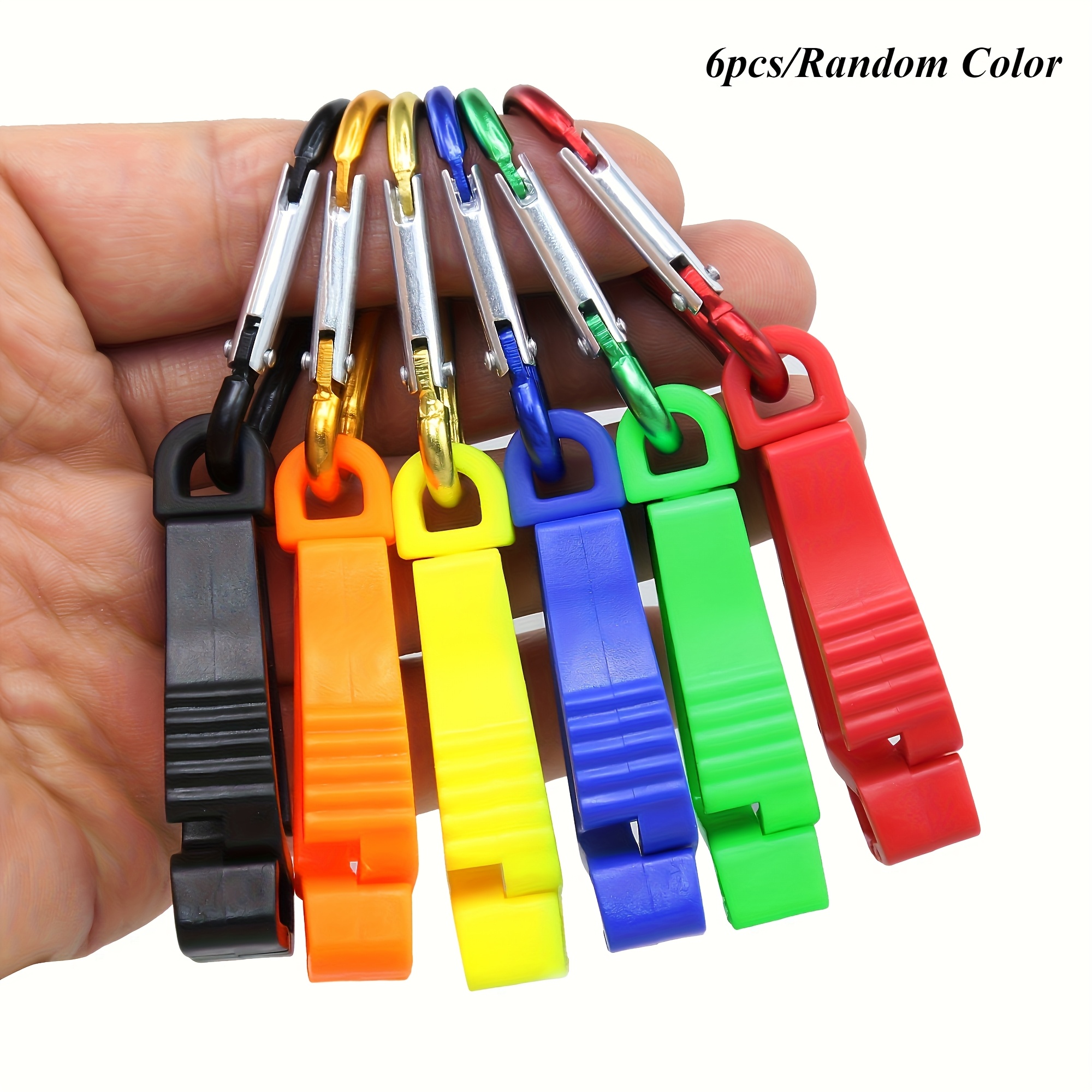 Image of 6 Random Colored Durable Outdoor Hook Glove Clips - Black, Blue - Very Suitable For Outdoor Anti Loss Glove Clips, Outdoor Glove Cap Clips