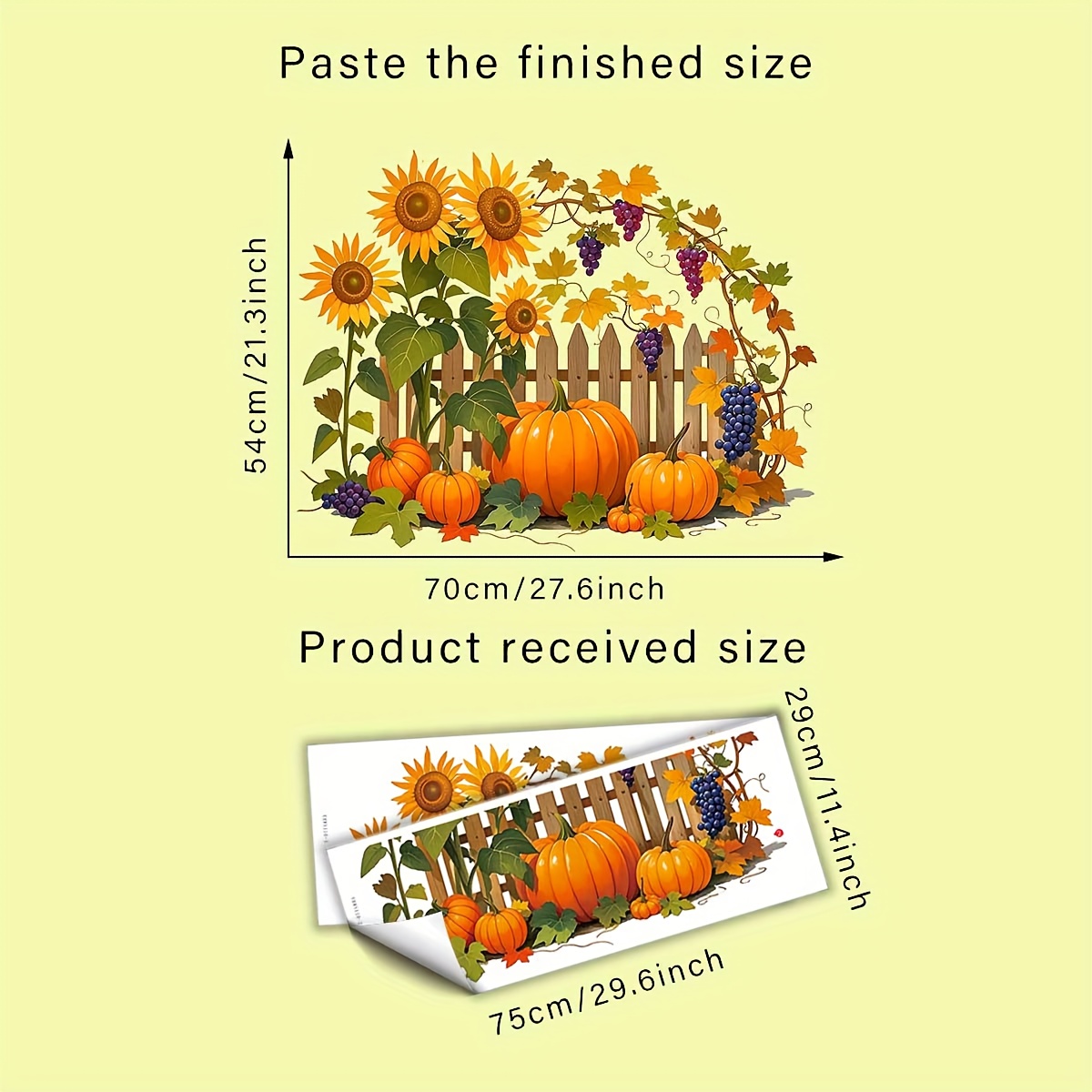TEMU 1pc Of Sunflower Pumpkin Grape Maple Leaf Fence, Creative Self-adhesive Removable Double-sided Pvc Wall Sticker, Beautifying Decoration For