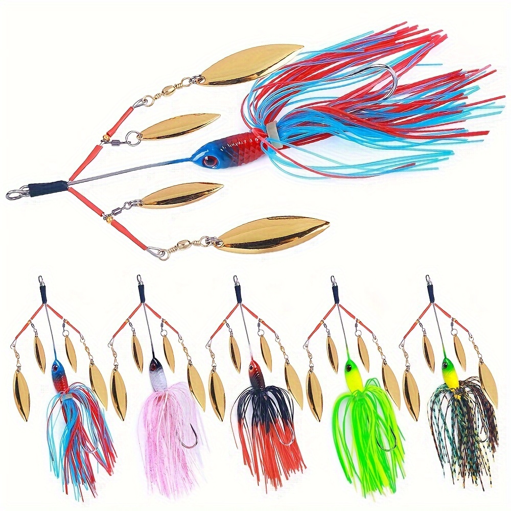 Fishing Spinnerbait Bionic Skirt Jig Willow Blades Fishing - Temu