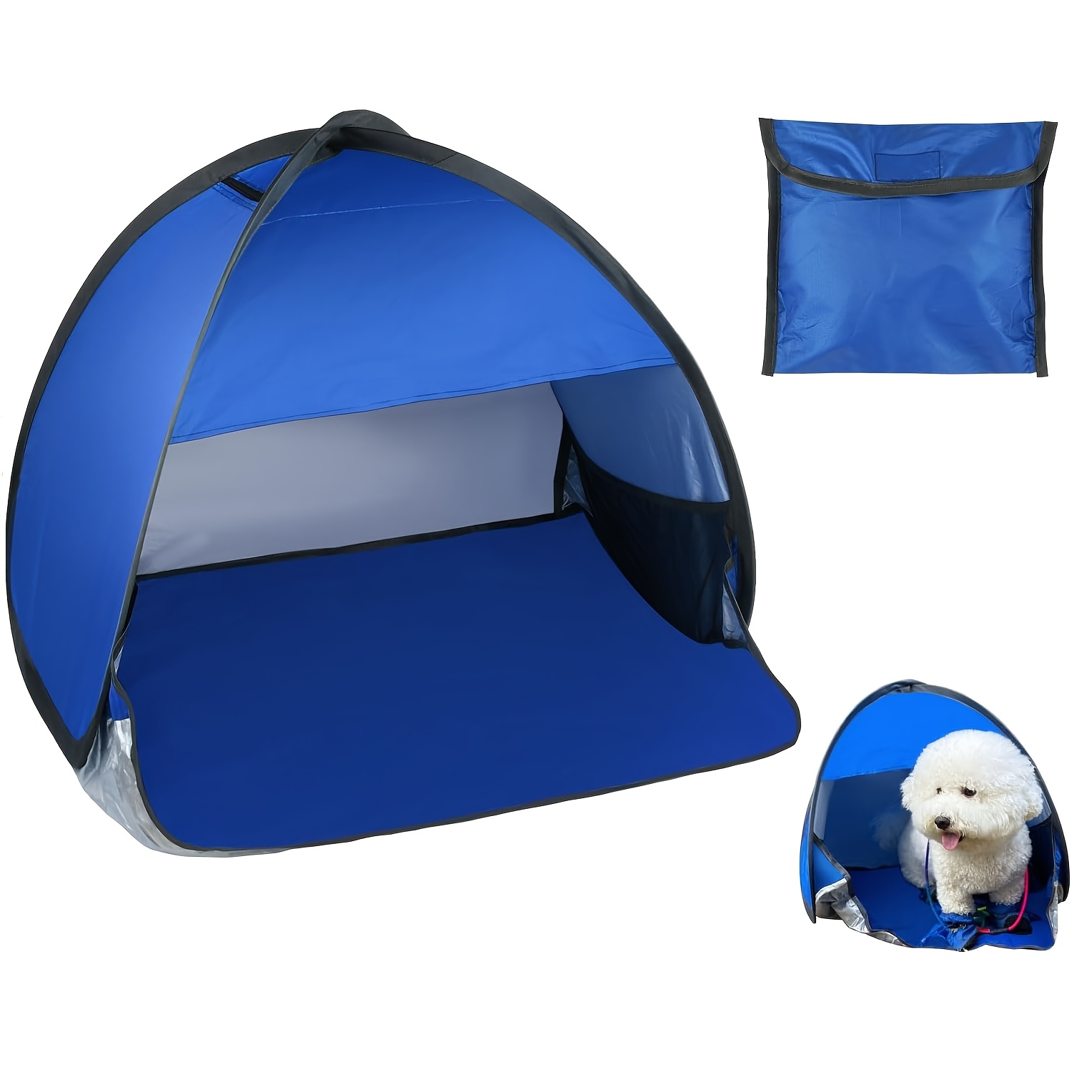 E-shop Kompaktes Pop-Up-Zelt, kleines Zelt für Haustiere, tragbarer Sonnenschutz für den Strand, mit Handyfach, geeignet für Welpen und größere Katzen,