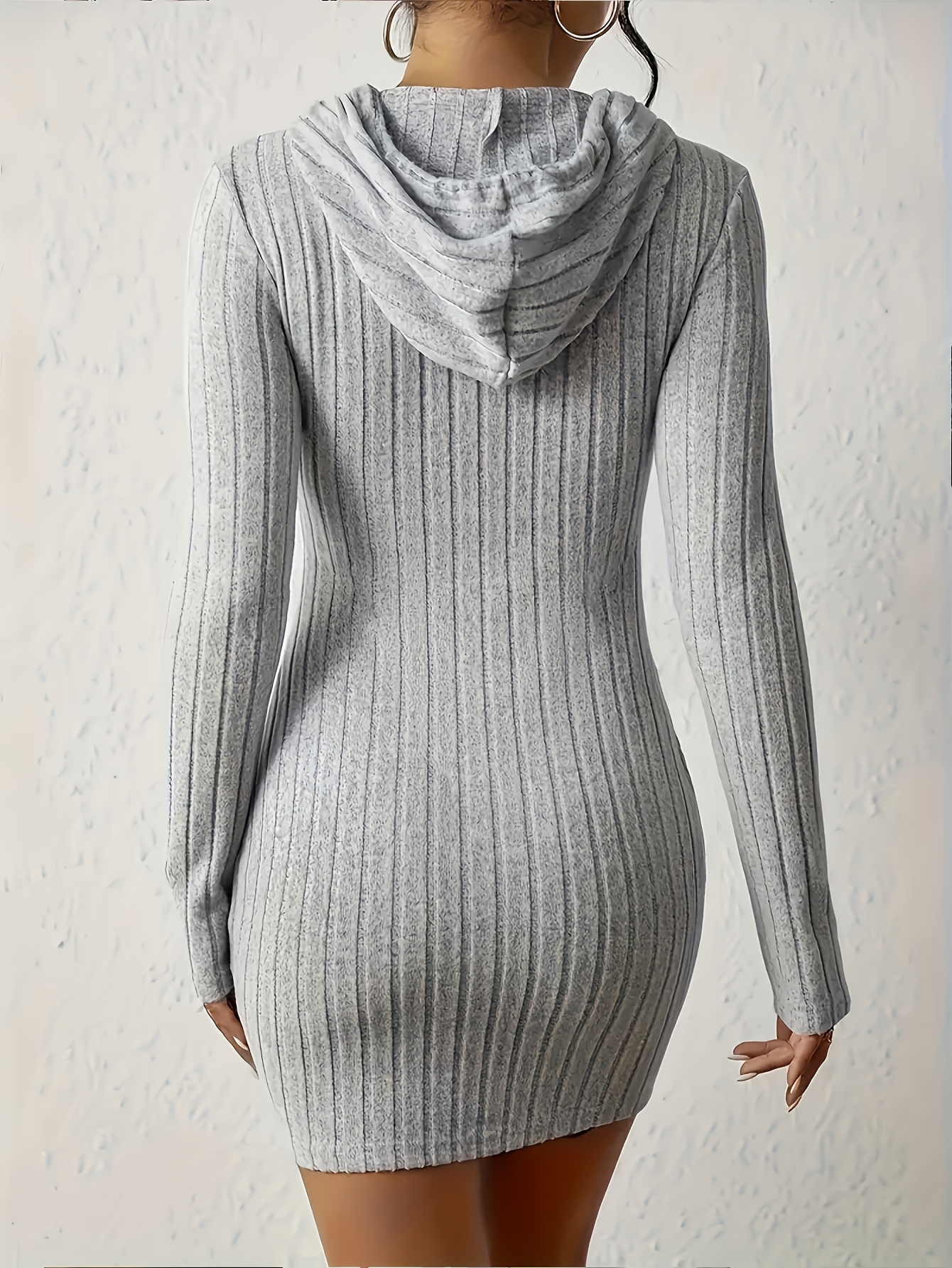 long fitted black dress with sleeves Fitted Long Sleeve Dress With Stand-Up Collar Black S main image 0