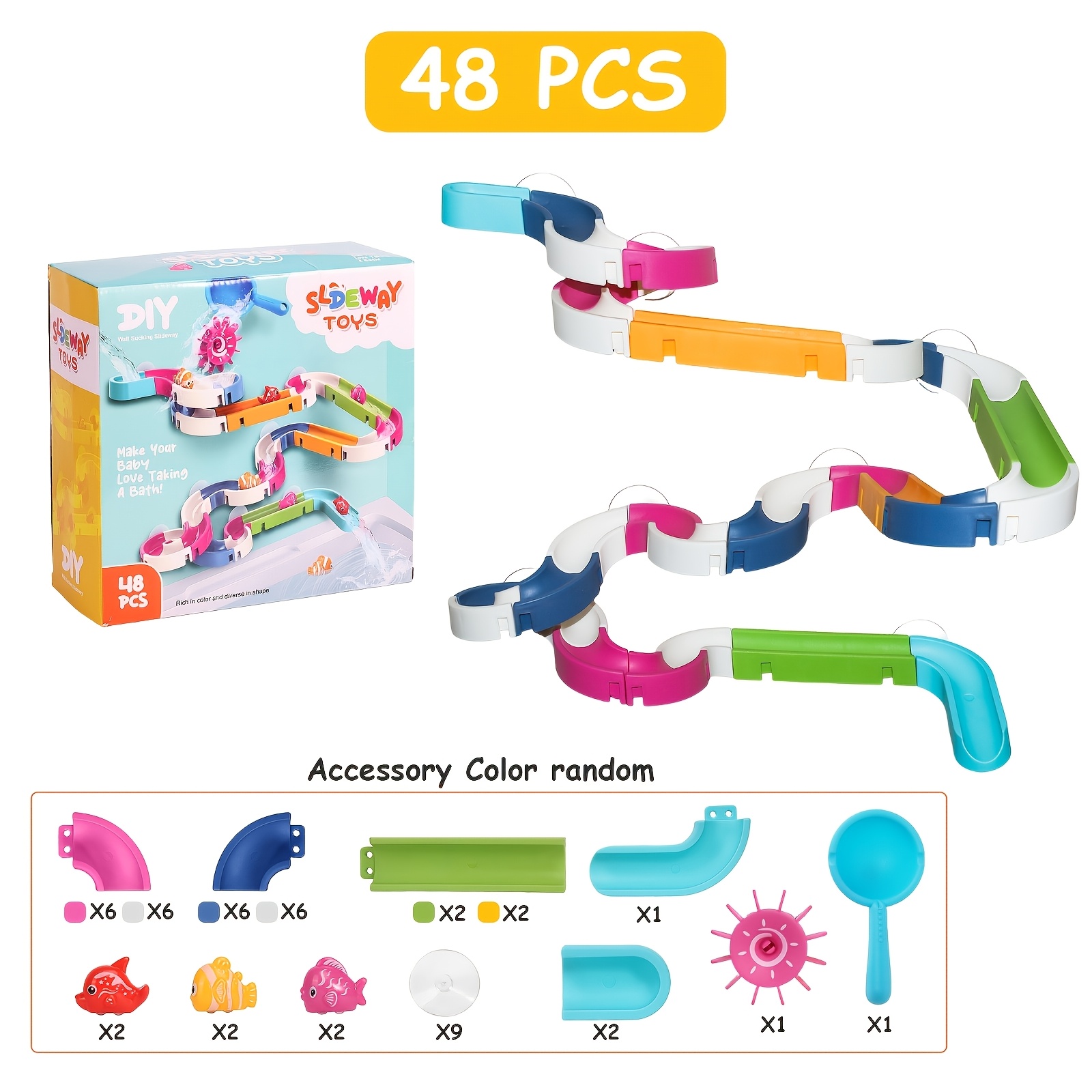 DIY Water Play Toy Set with Slide & Spinning Fish
