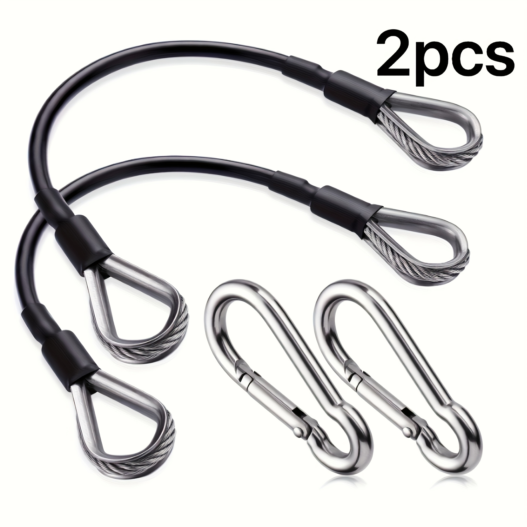 Image of 2pcs Set Of Advanced Universal Stainless Steel Gym Cable Additions -10 Inch Extension Rope, Durable Fitness Equipment Additions, Suitable For Home Gyms And Commercial Use