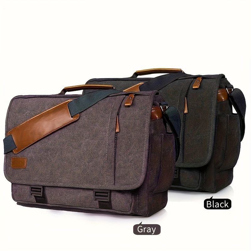 

Men's Messenger Bag 17in Waterproof Vintage Canvas Large Capacity Crossbody Shoulder Bag Briefcase Laptop Bag