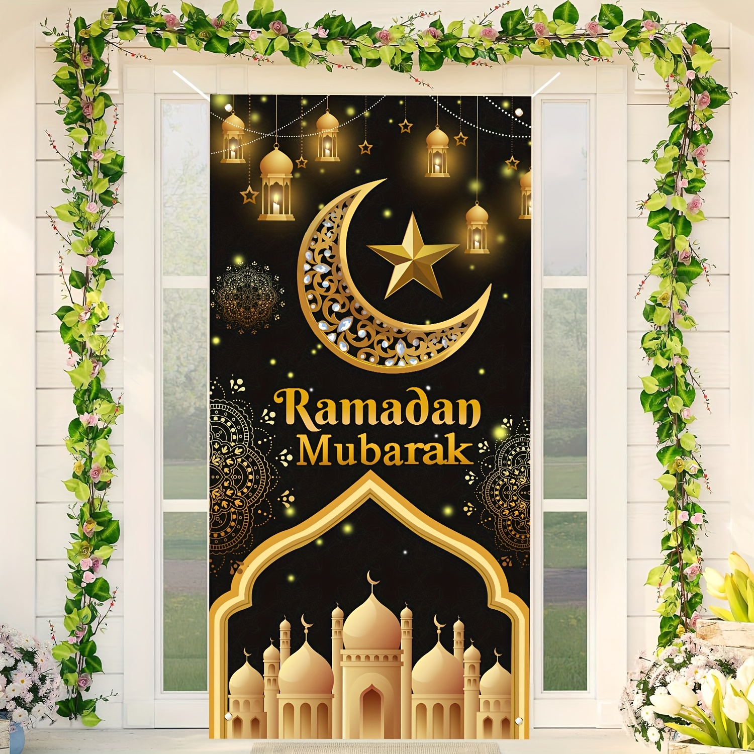 Placa de papel Eid Mubarak para decoración de Ramadán, suministros de  fiesta Eid Mubarak, Festival islámico musulmán, 2024