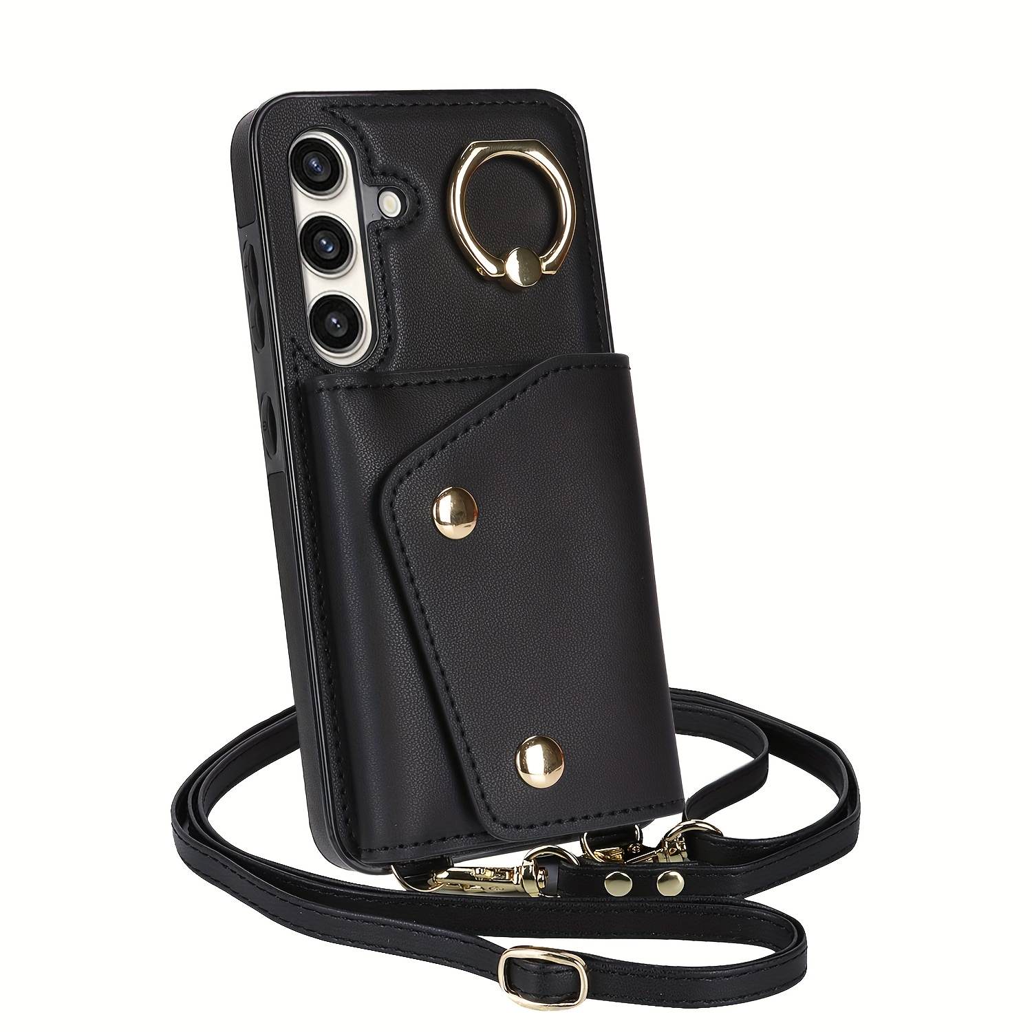 TEMU Phone Case: Crossbody Wallet Women Case For Galaxy S25 Edge/s24/s23/ S22/s21 Plus/fe/ultra, Credit Card Holder Phone Case With Strap, Synthetic