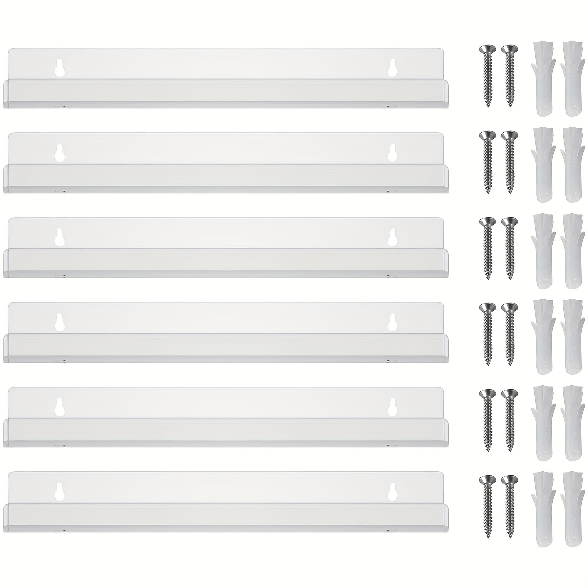 TEMU 6pcs /clear Acrylic Vinyl Record Wall Shelves - Display & Organize Lps/cds | Space Saving Storage For Music Room, Home Office | Scratchproof
