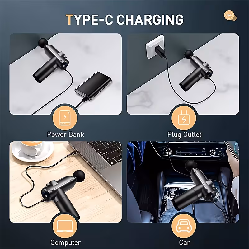 8 head portable massage gun and elegant design suitable for full body back neck leg and waist massage rechargeable lithium battery 1200mah massage gun additions fathers day gift Product details 3