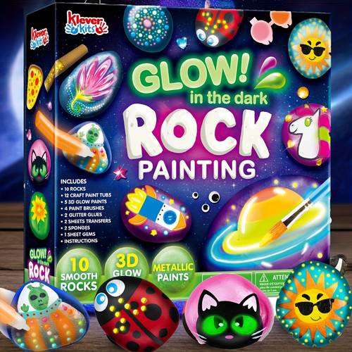 90 pcs rock painting kit toys for kids glow in the kit gift toy arts and crafts for kids age 6 art supplies toy kids craft paint kits christmas easter birthday party gifts for boys and girls