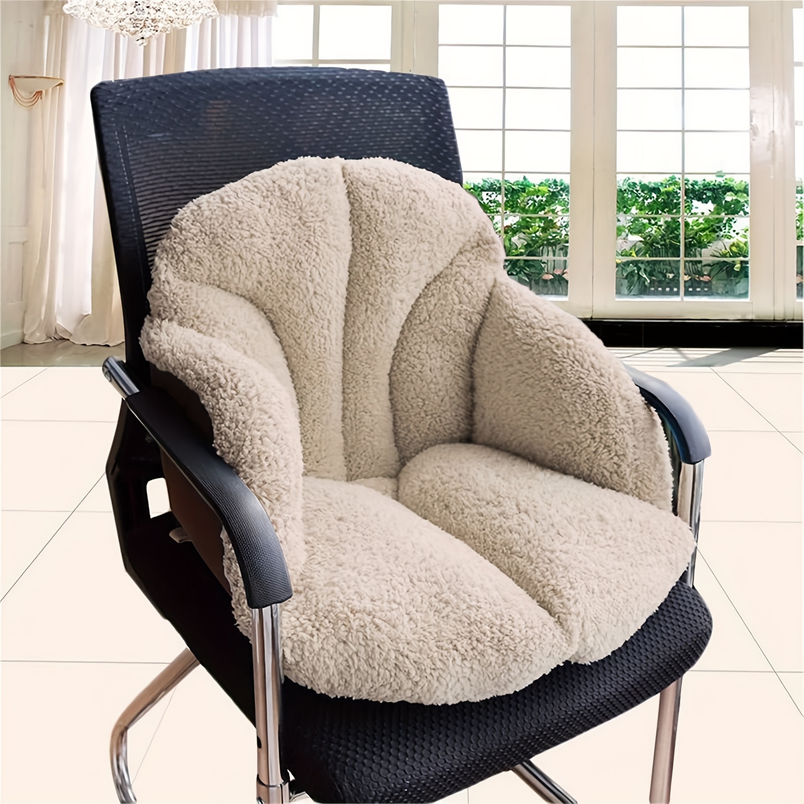 chair cushion office desk cushion warm and comfortable   cushion backrest cushion lumbar backrest support winter plush cushion suitable for home office chairs and car seats Product details 3