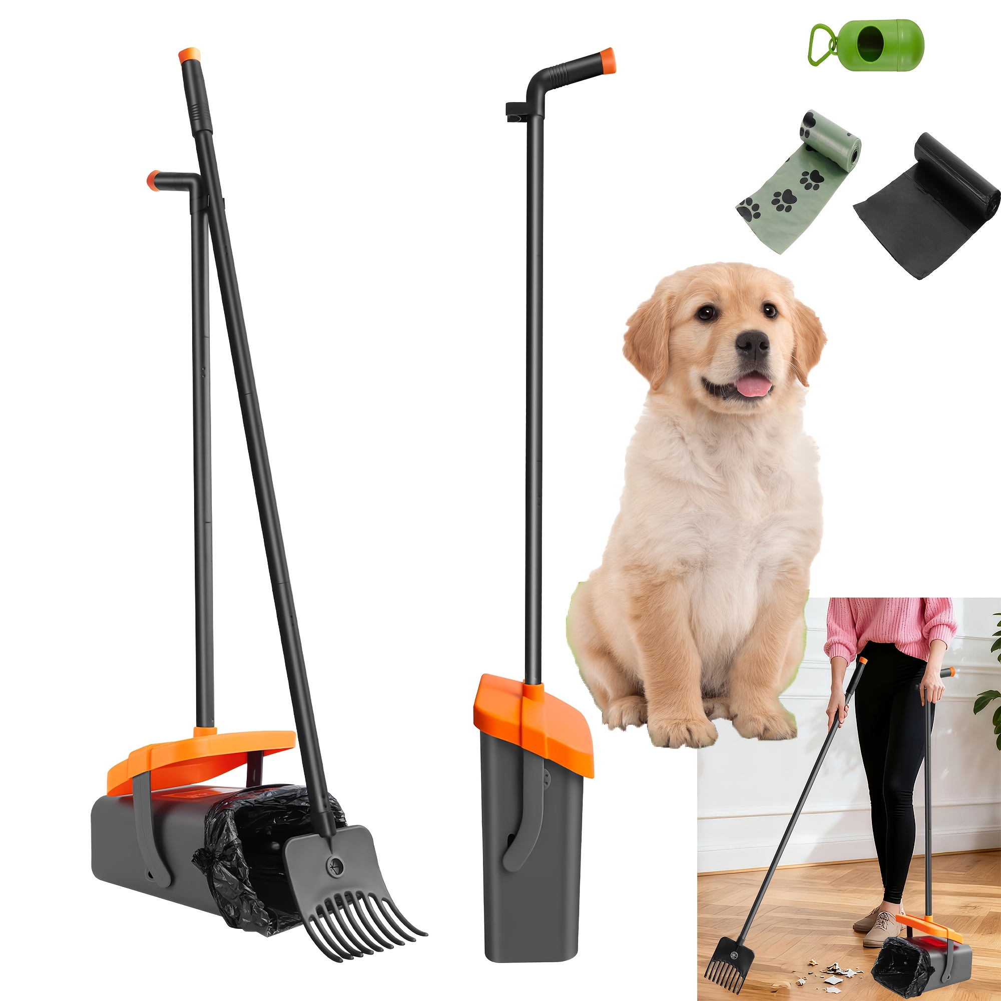 Image of 116cm Long Handle Dog Pooper Scooper | Plastic Pet Waste Picker For Gravel, Dirt, Grass, No Bending Design - Dayplus, Without Battery