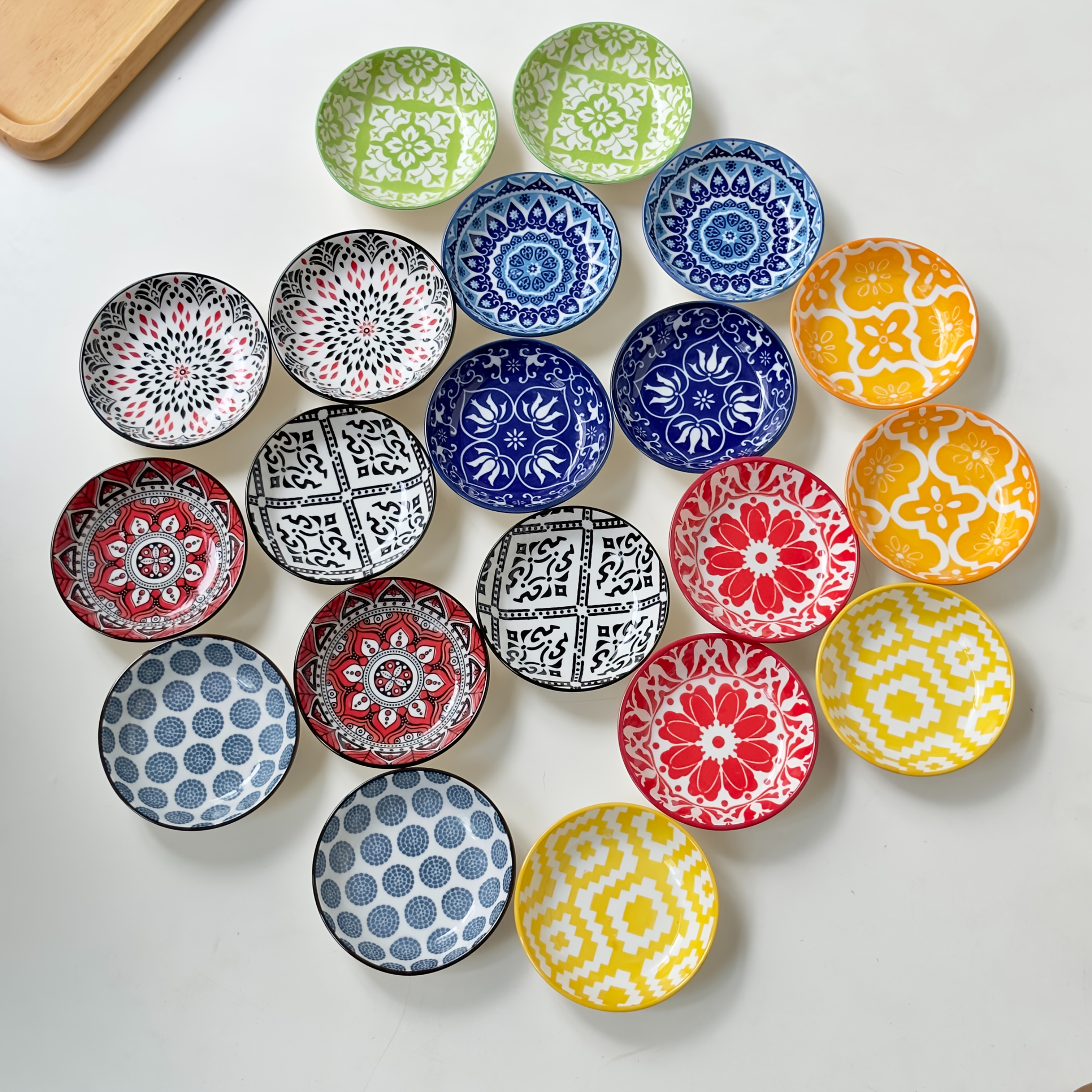 TEMU 1/20pcs Bohemian Style Ceramic Sauce Dishes, Multi-functional Small Plates, Sushi Dishes, Soy Sauce Dipping Bowls, Soy Sauce, Bbq, Hot Pot,