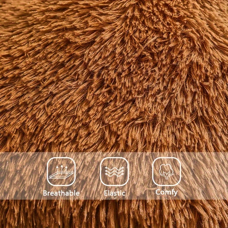 Close-up of the pet bed's shaggy plush surface
