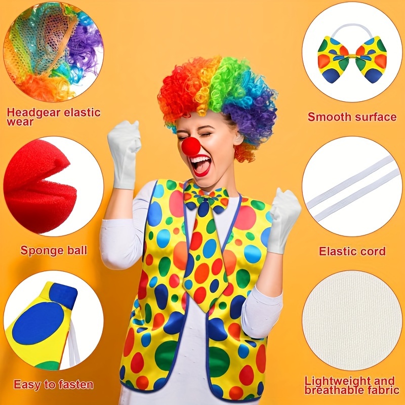 Colorful Clown Costume Accessory Set, Halloween Costume