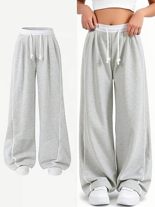 casual long pants loose wide leg leisure trousers elastic waistband sports pants stretchy casual athletic pants for teenager to wear in autumn and summer for outdoor for teenager for teenager
