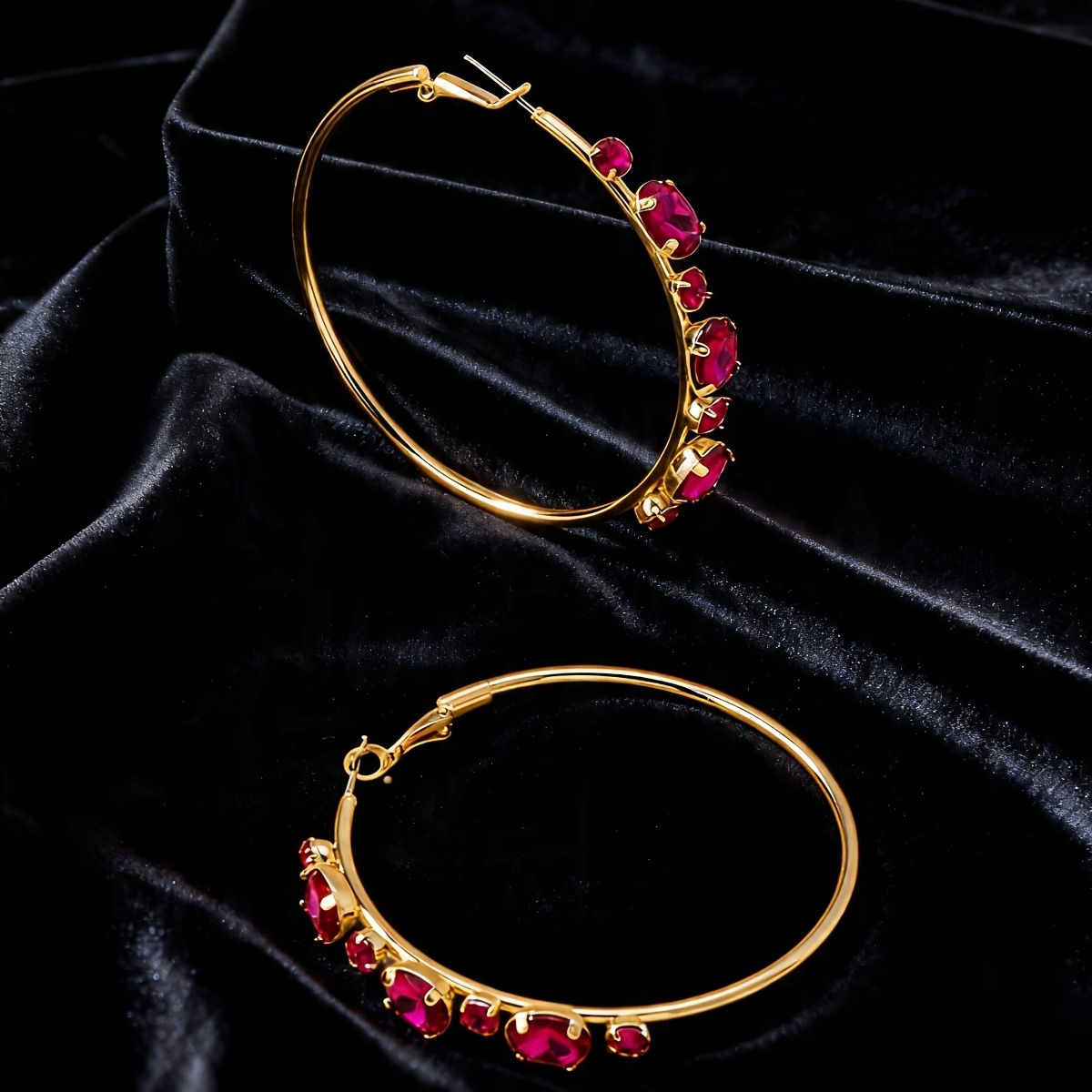 Women's Inlaid Colored Synthetic Zirconia Round Earrings
