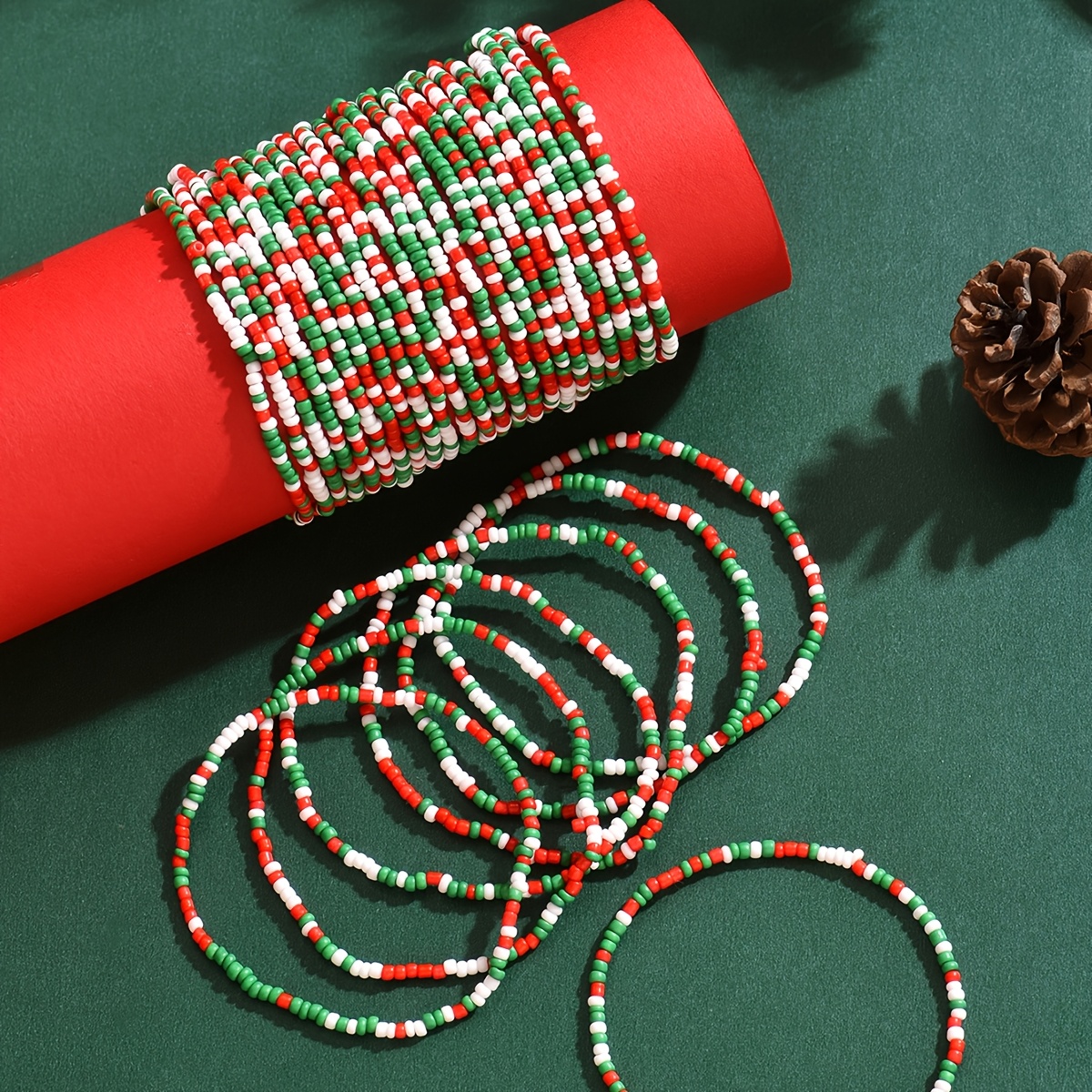 30pcs Festive Christmas Beaded Bracelet Set