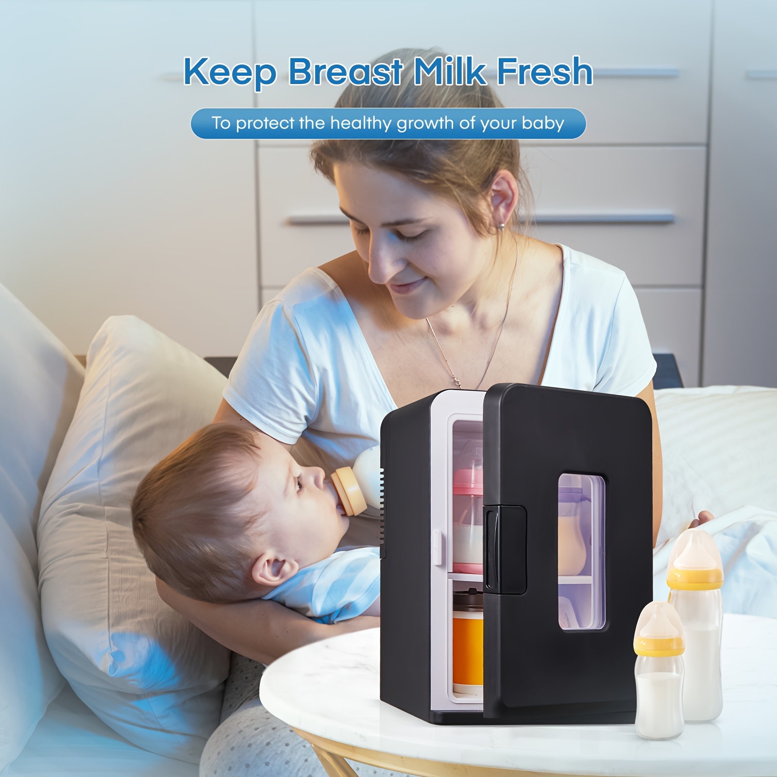 3.96gal Compact Mini Refrigerator - 110V/12V Portable Cooler & Warmer, Outdoor/Indoor Use, Clear Glass Doors, Black, Ideal for Beverages, Skincare, Camping & Kitchen Storage, Mini Refrigerador, Sleek Design, Durable Plastic