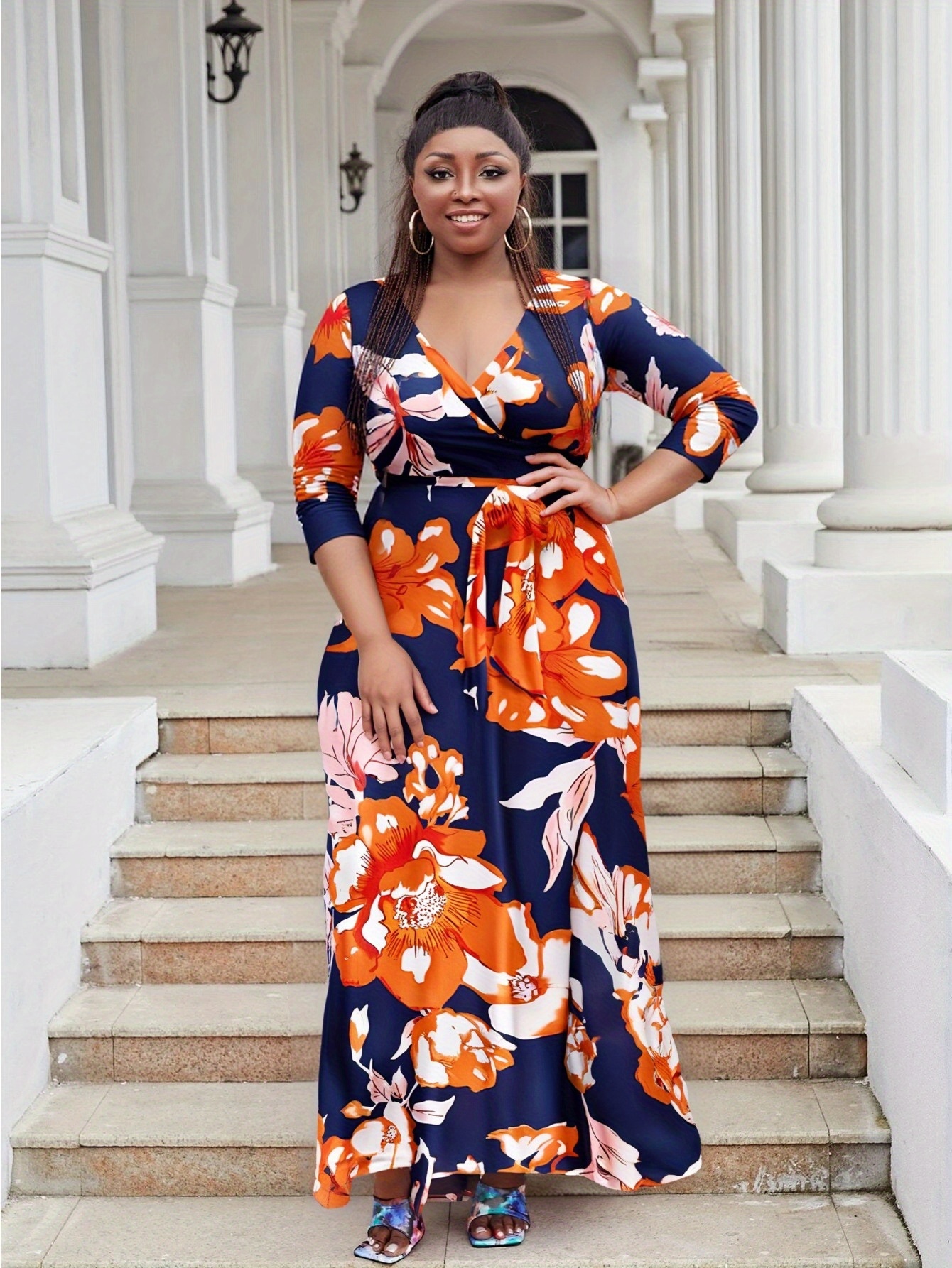 long bohemian dresses plus size * * Women's * V-Neck 3/ 4 Sleeve Casual Elegant Beach Maxi Dress * Summer * 49.1 in Rebecca's Closet 6AM Cut Out Maxi Size:18-24 Months with Bloomers