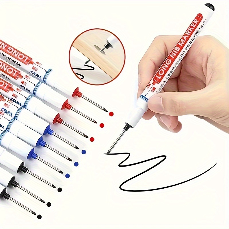 

3pcs Long Tip Paint Markers Set - Red, Blue, White | Ideal For Wood, Glass, Metal | Battery-free, Plastic Body With , Crafting Tools|smooth Flow Ink| Tip Sizes, Paint For Wood