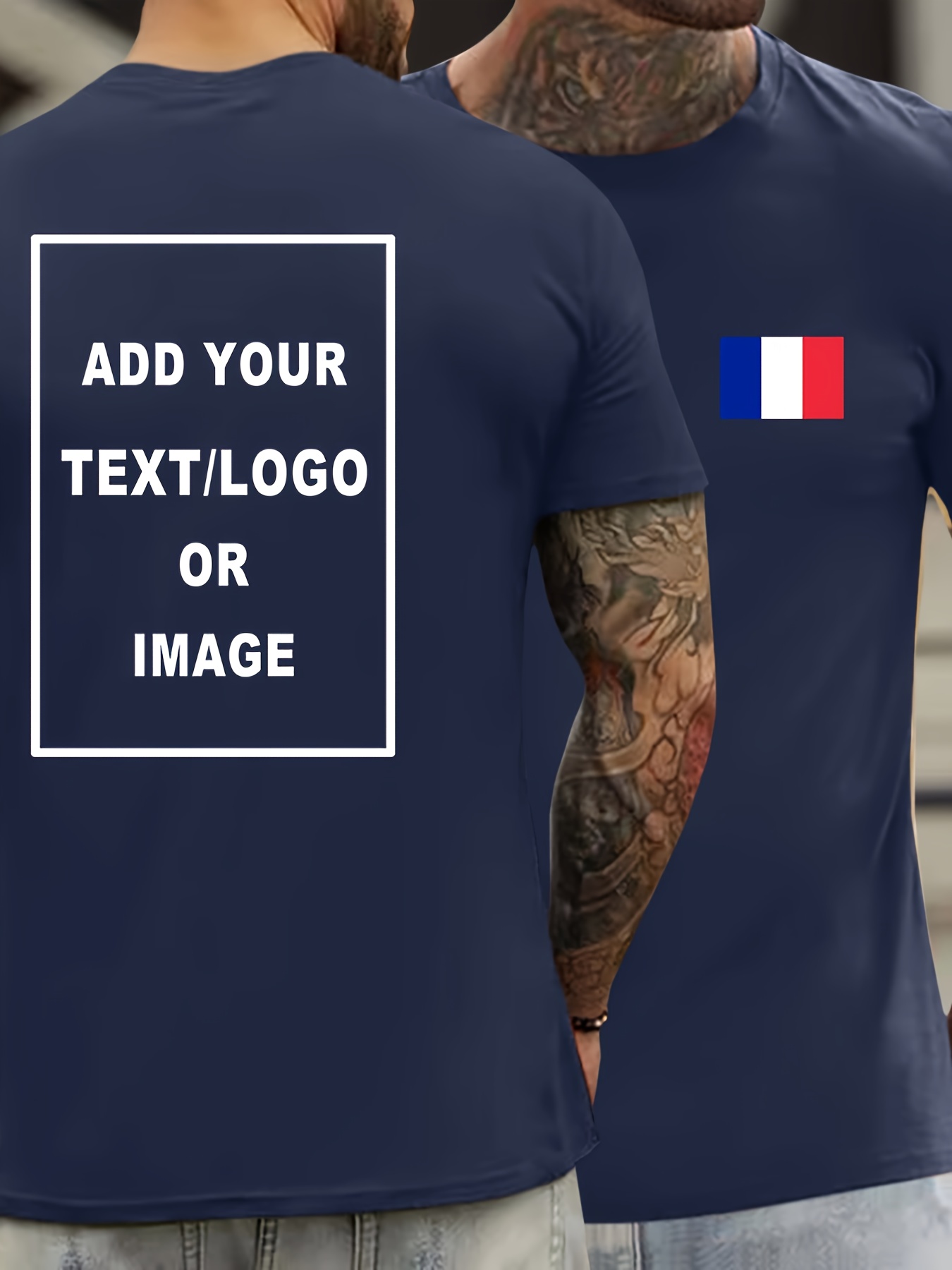 Custom T Shirt Personalized Tees For Men France Flag Print Casual Short Sleeve Custom Printed T shirt For Summer Custom Print On The Back