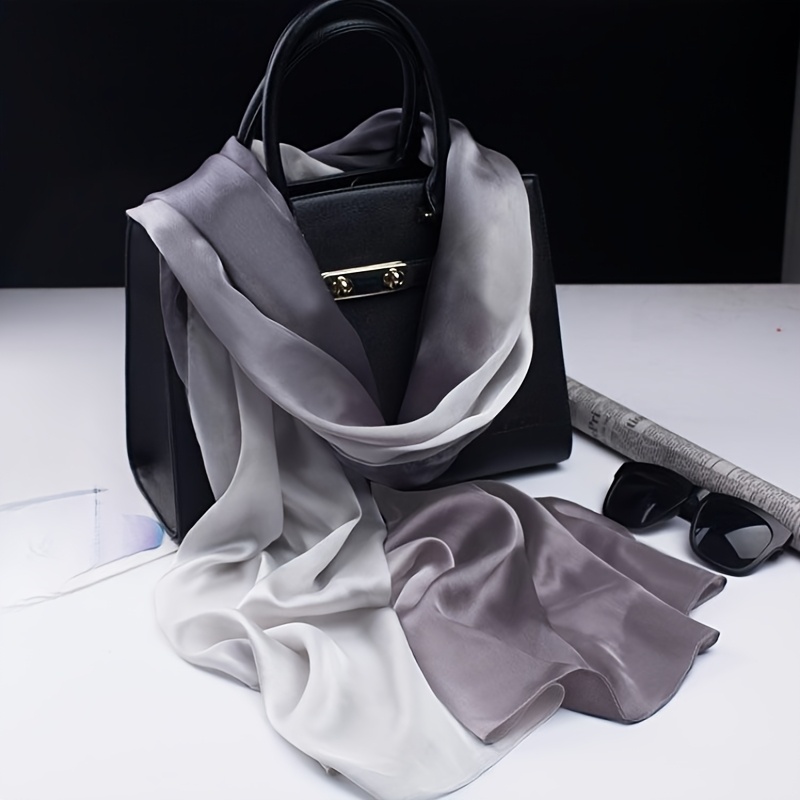 Image of New Hangzhou Silk Women's New Silk Satin All-matching Long Air Conditioning Shawl Gradient Color Scarf Wholesale