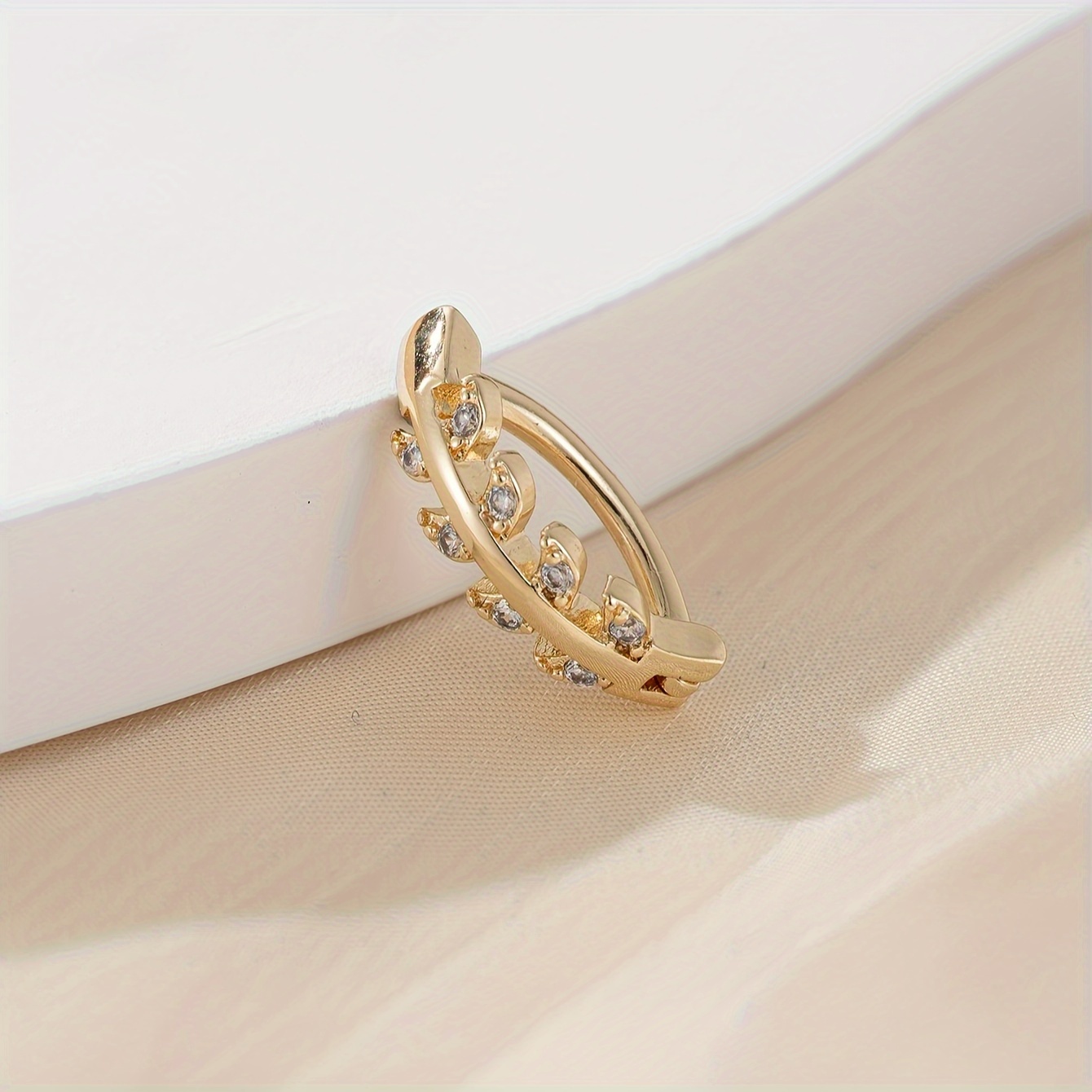 Elegant Easy Leaf Design Belly Button Ring, Synthetic Cubic Zirconia No Plating Copper Navel Piercing Jewelry For Daily And Party Occasions - Single Piece