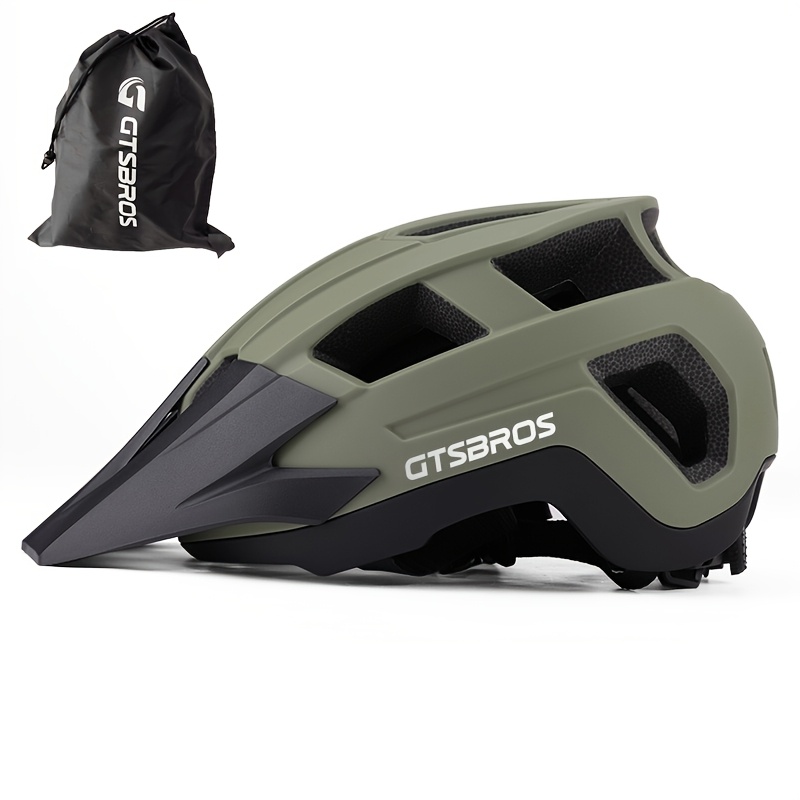 mountain bike helmet with visor and ventilation holes   helmet bag