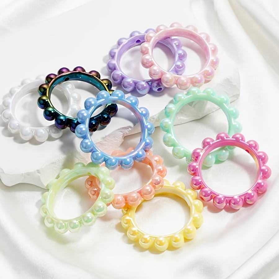 TEMU 10pcs Set Of Assorted Acrylic Solid-color -coated Point Round Wreath Spacer Beads With Vertical Holes, Bitter Gourd Shaped, For Diy Handmade Pen