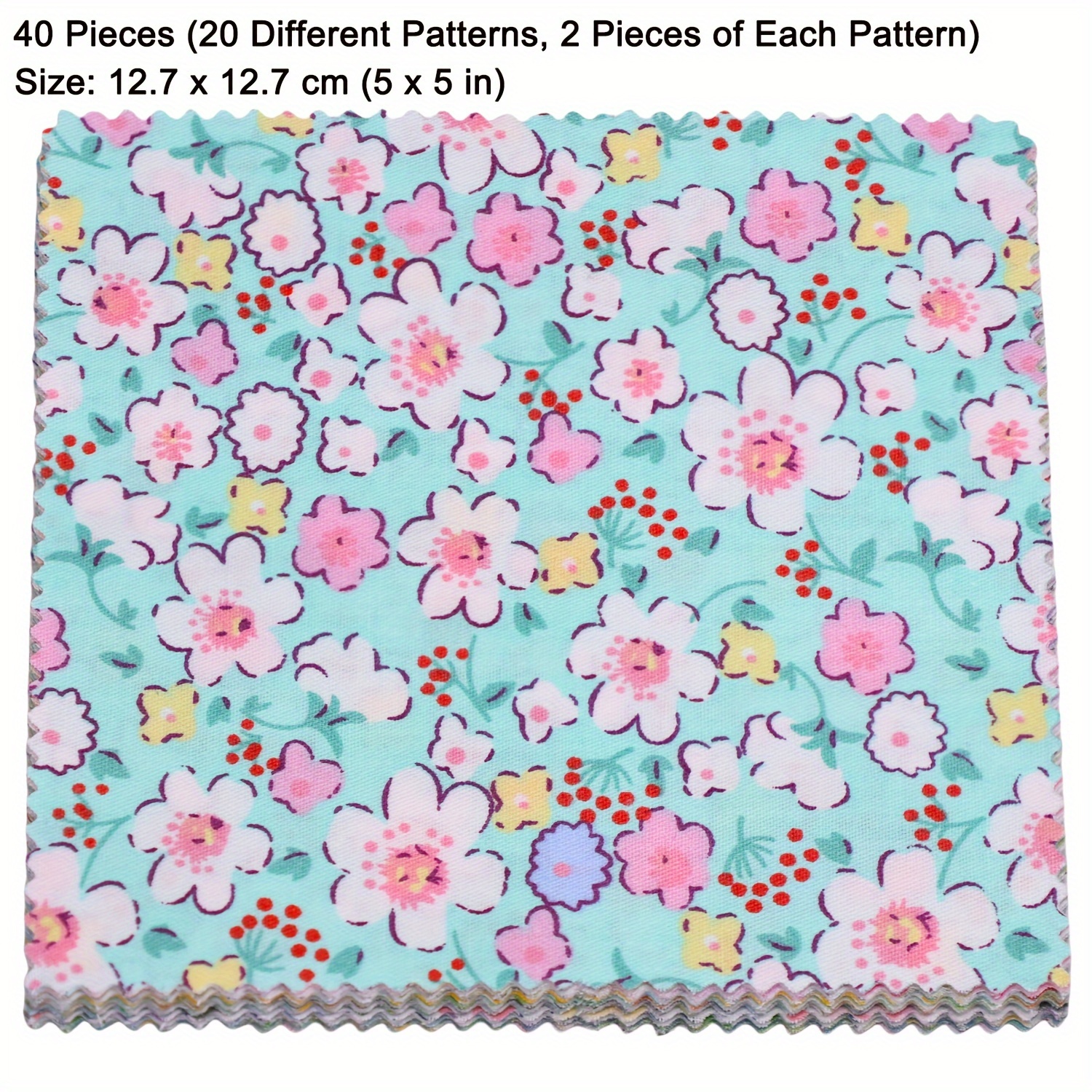 

40pcs Floral Charm Pack, 5" X 5" Precut Fabric Squares In Assorted Patterns - Ideal For Quilting & Crafts