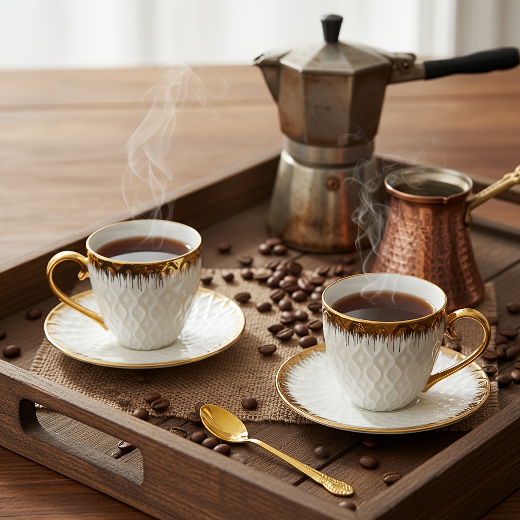 6 teiliges cappuccino tassen untersetzer set 180 ml