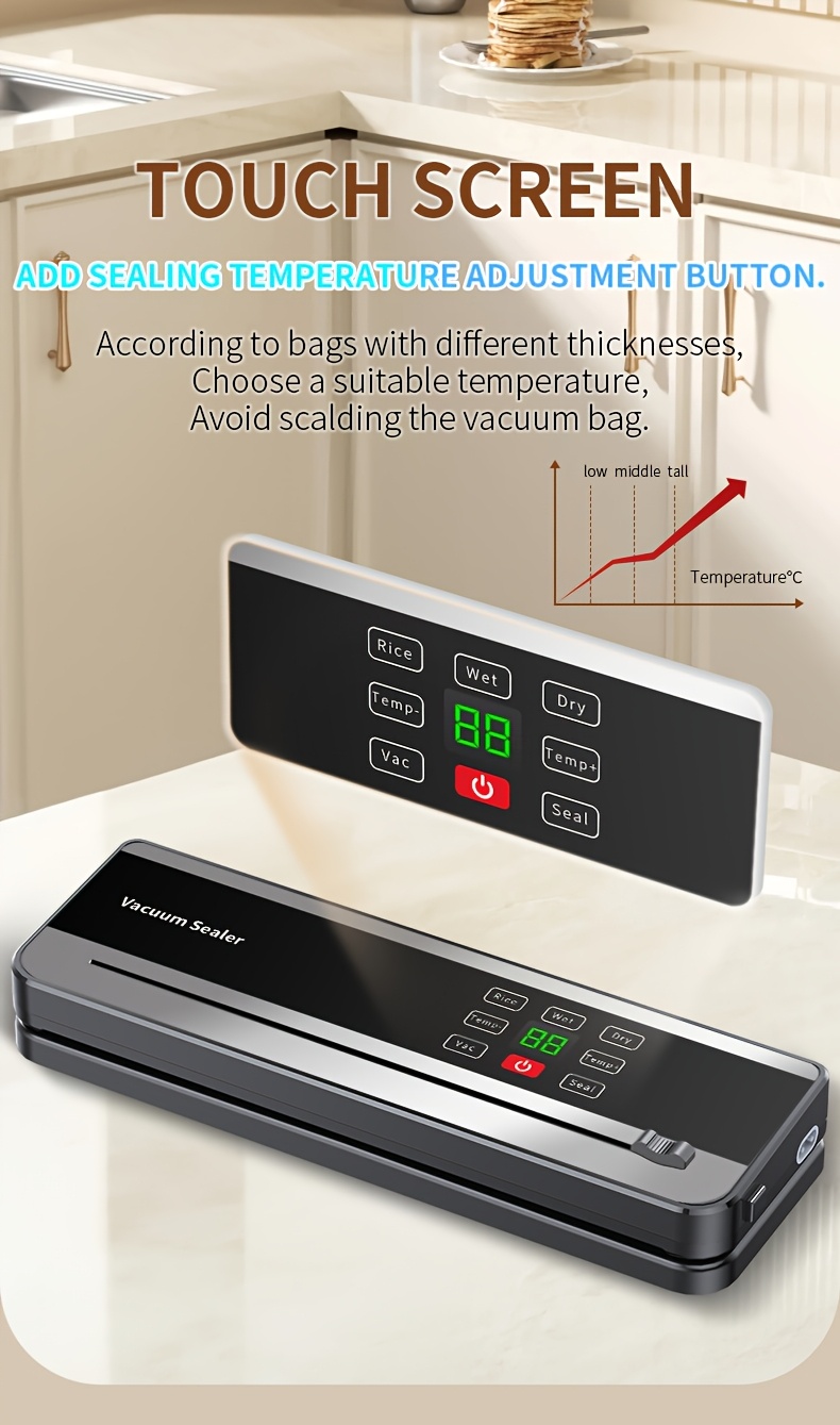 multi function automatic food sealer portable wireless vacuum sealer with manual start pause digital charging display snack bag sealing machine long food preservation for home use compact and design suitable for kitchen and Product details 1