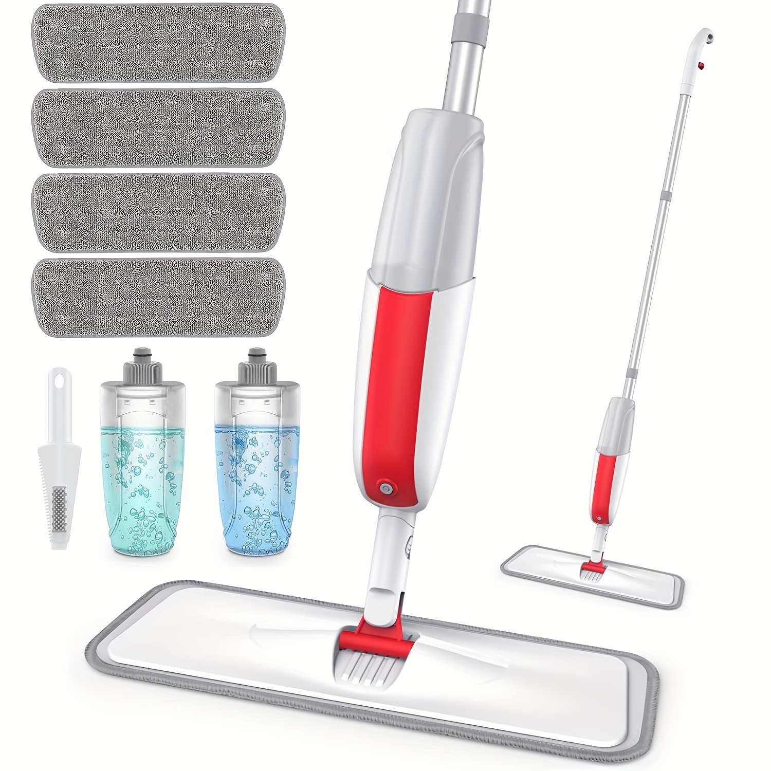 Image of Microfiber Spray Mop Designed For Hardwood Floor Cleaning; Dual-use Dust Mop, Includes 1 (or 4) Washable, Reusable Mop Pads; Suitable For Wood, Hardwood, Tile, And Laminate Flooring.