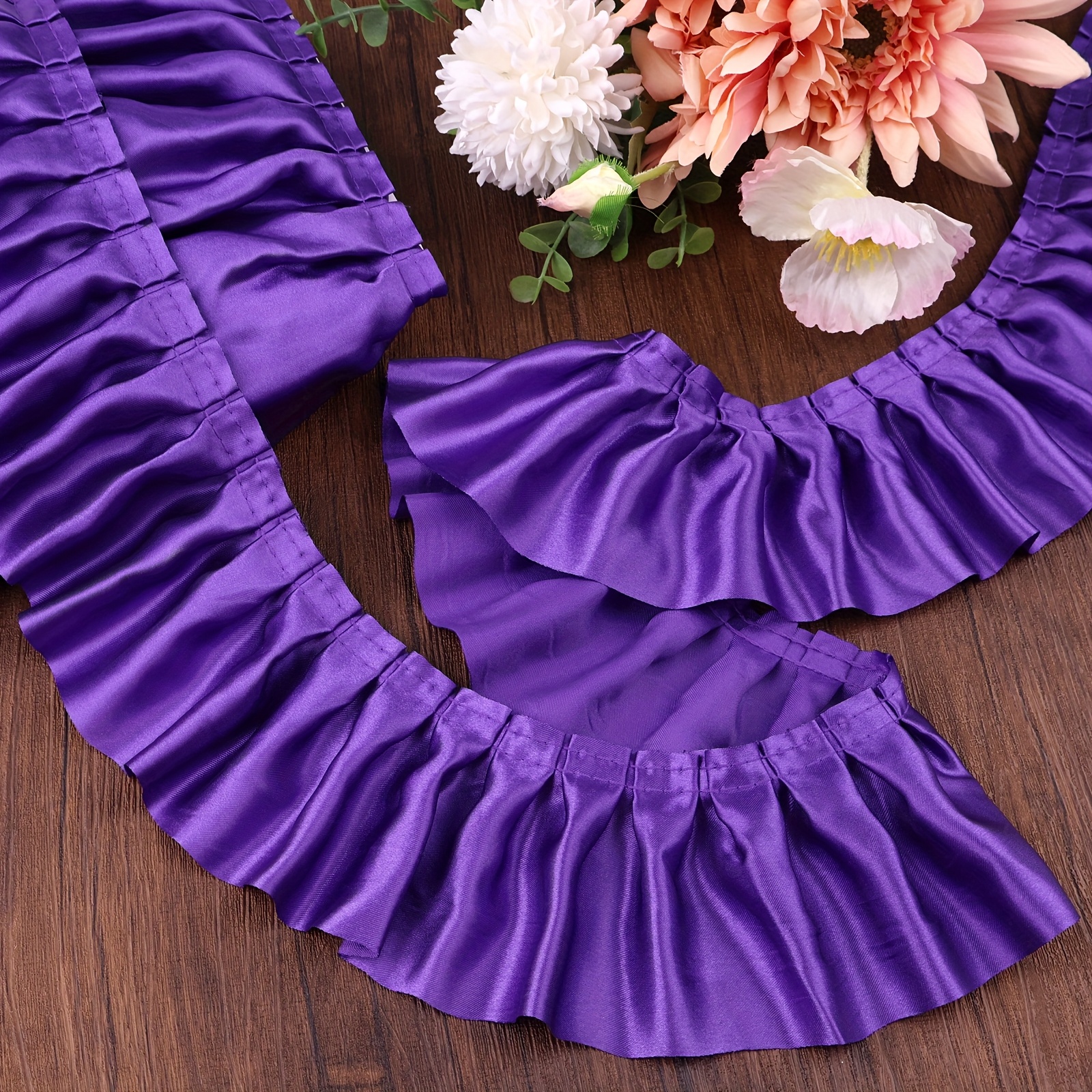 TEMU Ruban à Volants Multicolore Vibrant de 3 Pouces de Largeur - Bords Frangés Texturés pour Couture, Emballage Cadeaux & Décoration Maison -