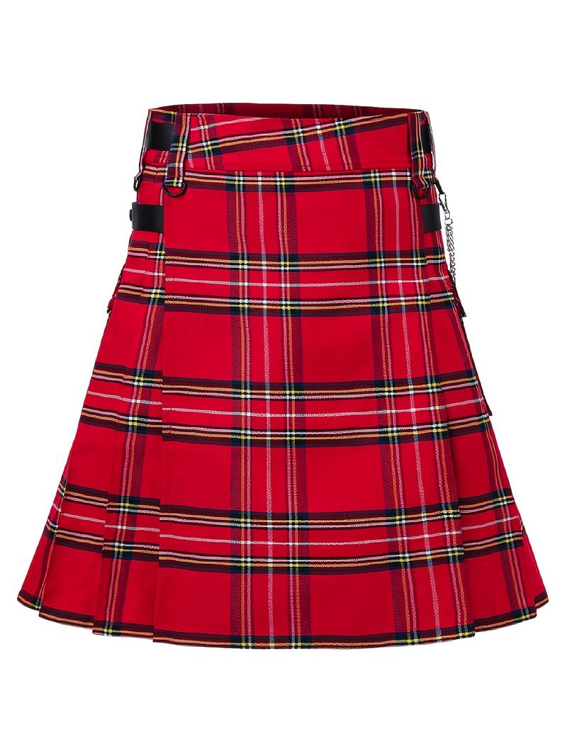 Kilt écossais Pour Homme - Carreaux Classiques - Jupe Streetwear Confortable - Poches Cargo - Pour Highland, Quotidien
