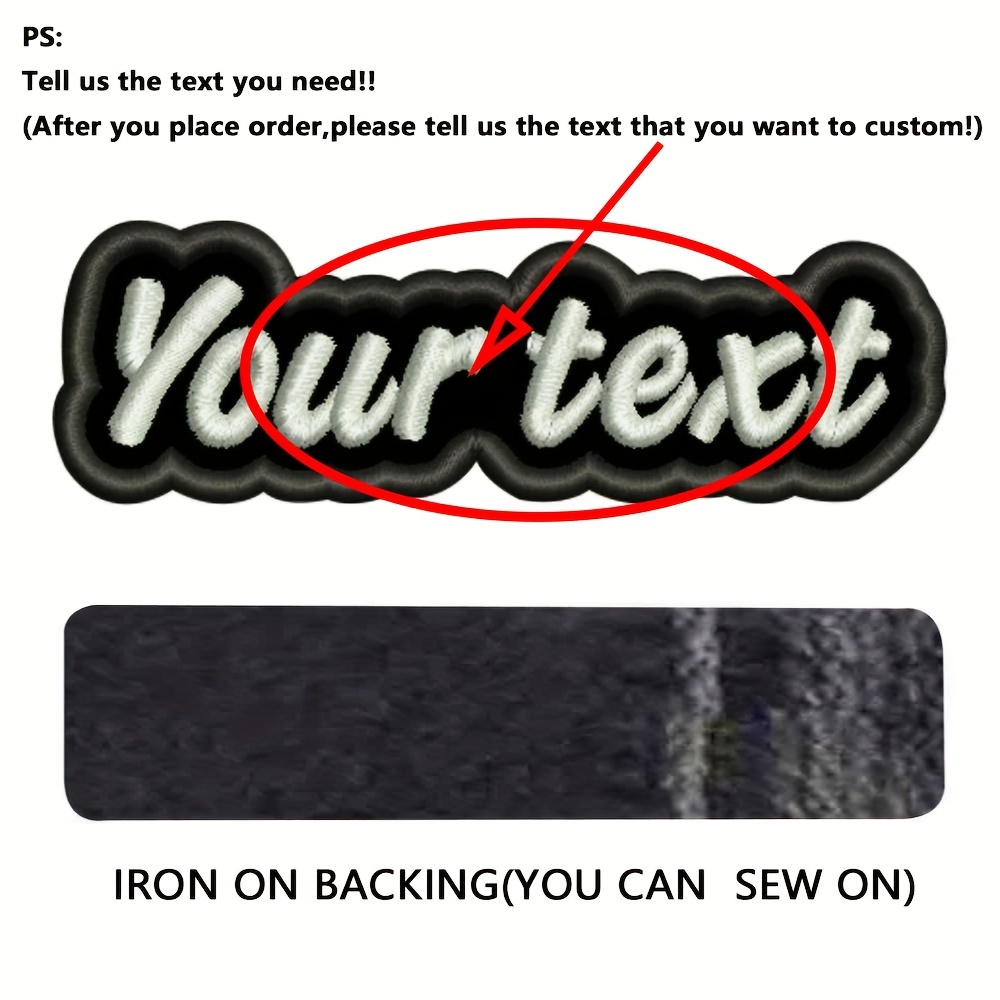 TEMU 1pc Custom Irregular Shape Name Embroidered Cloth Patch, Personalized Name Letter Patch Badge With Hot Melt Glue And Hook Face Fleece Backing