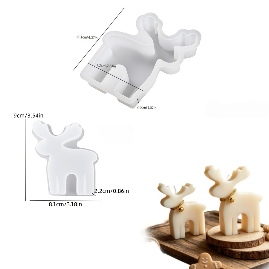 TEMU Stampi in silicone a forma di renna per candele (Set di due: uno grande, uno piccolo); Stampi decorativi natalizi per la casa; Ideali per creare