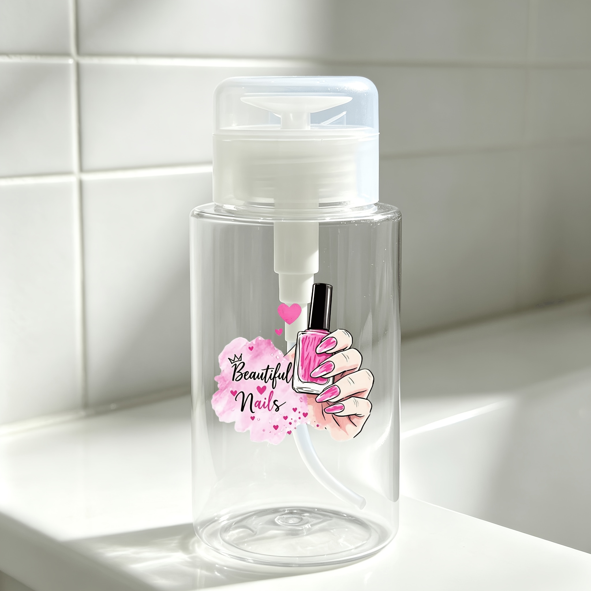 TEMU 1pc Fashionable Nail Art - Travel-sized Skincare Container, Includes Pump Bottle And Small Refillable Cosmetic Container. Clean And Hygienic, It