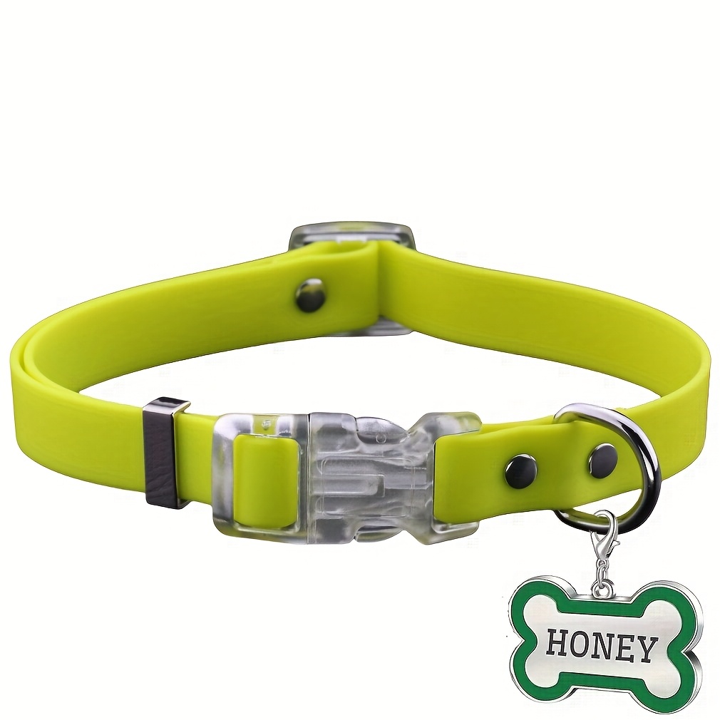 Personalized PVC Pet Collar with Engravable Name Tag & Adjustable Leash